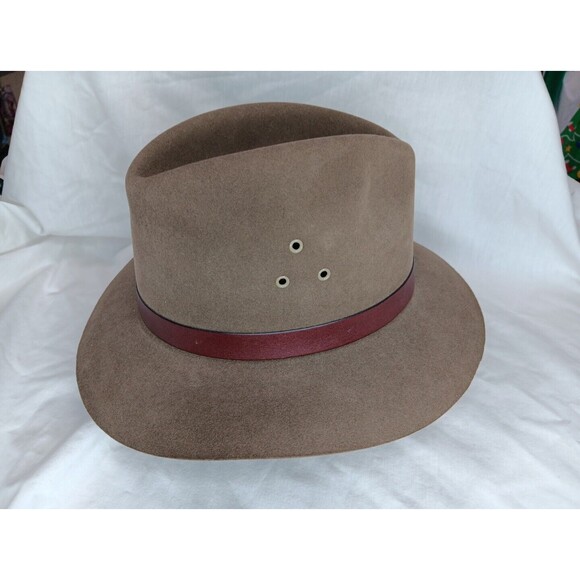 Vintage Schuman Sullivan Of New Haven Hat Olive Medium Green Leather Made In USA - Picture 4 of 7